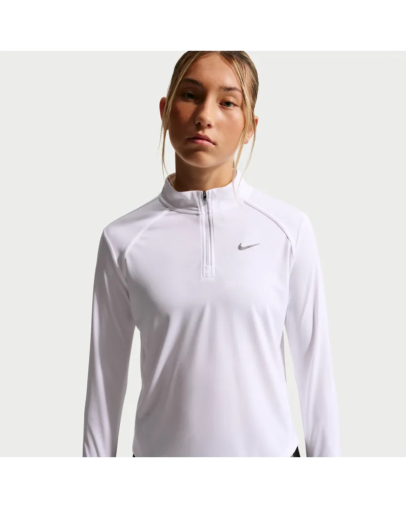 Nike Tempo Dri-FIT Longsleeve-Oberteil mit halbem Reißverschluss für ältere Kinder (Mädchen) - Weiß Weiß