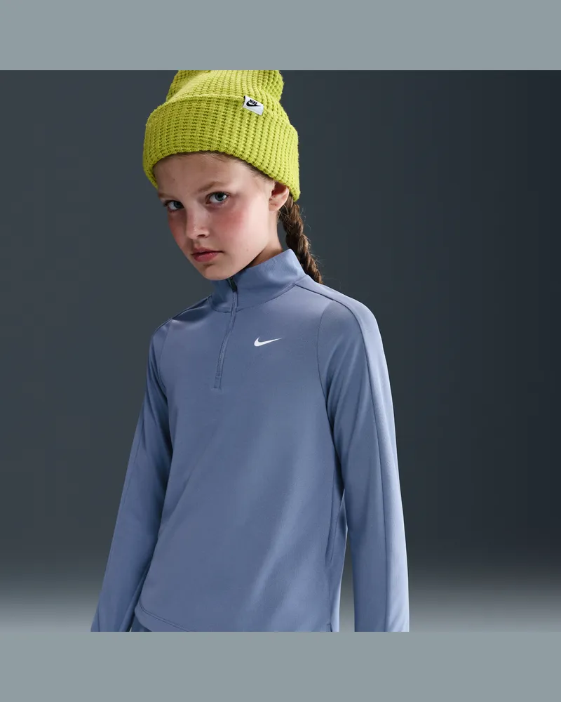 Nike Dri-FIT Longsleeve mit Viertelreißverschluss (Mädchen) - Blau Blau