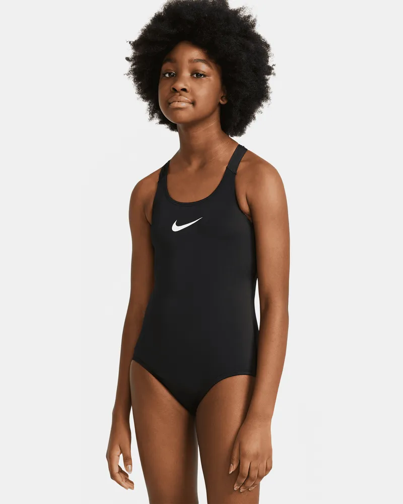 Nike Essential einteiliger Badeanzug mit Racerback für ältere Kinder (Mädchen) - Schwarz Schwarz
