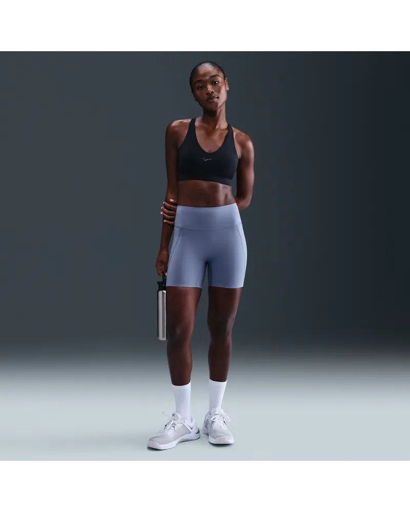 Nike Universa Bike Shorts mit hohem Bund und ohne Frontnaht (Damen, ca. 12,5 cm) - Blau Blau