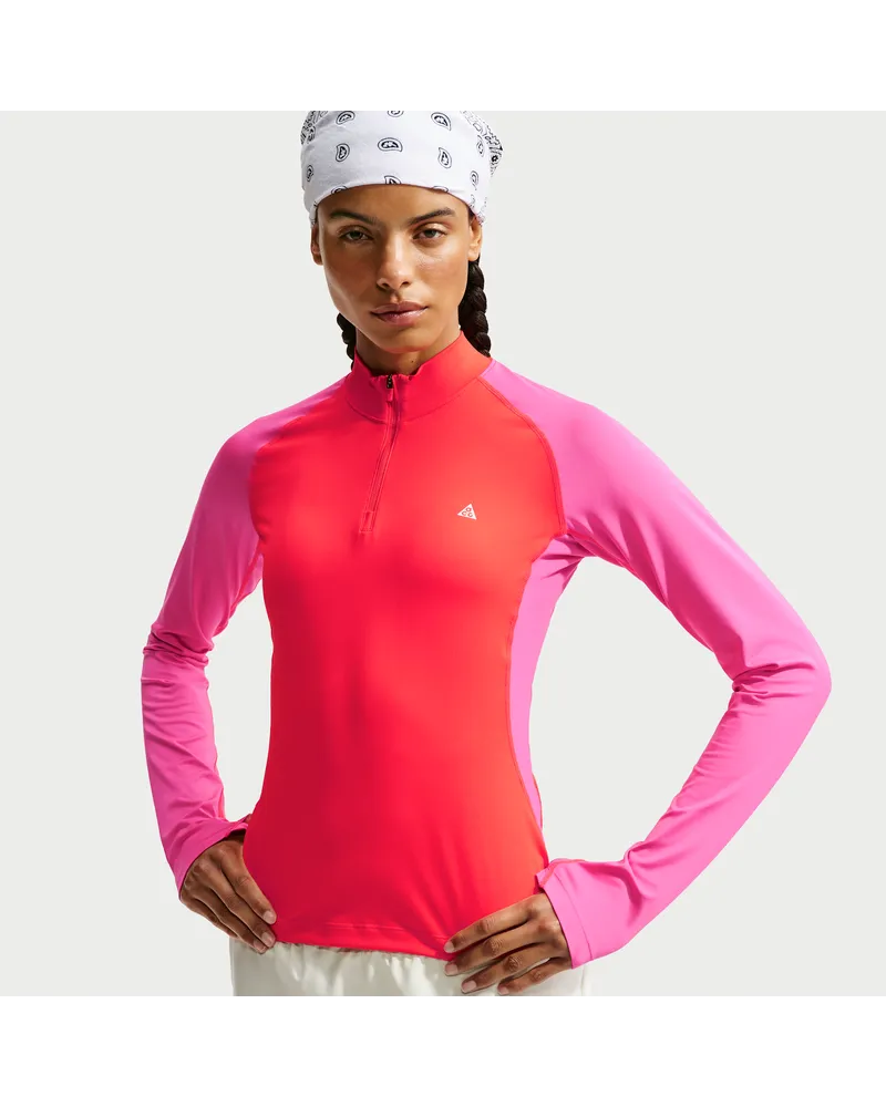Nike ACG „Wildsee“ Dri-FIT Wander-Longsleeve mit Viertelreißverschluss (Damen) - Rot Rot