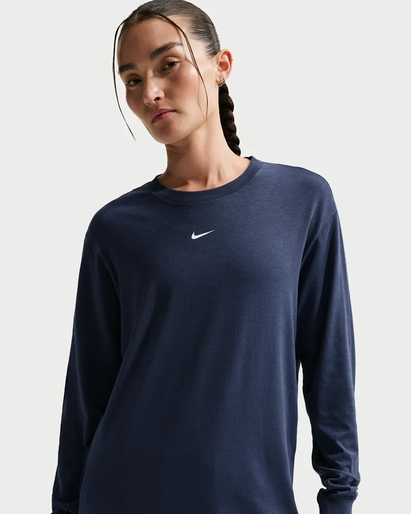 Nike One Relaxed Dri-FIT-Longsleeve für Damen - Blau Blau
