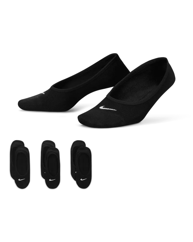 Nike Everyday Lightweight Trainings-Footie-Socken für Damen (3 Paar) - Schwarz Schwarz