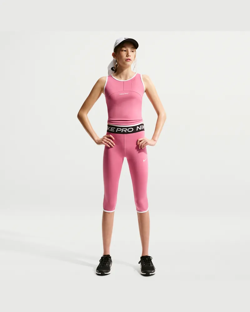 Nike Pro Dri-FIT Trainings-Caprihose (Mädchen) - Pink Pink