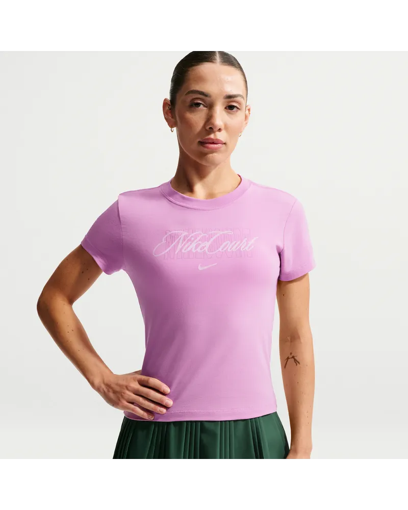 Nike Court Heritage Tennis Kurzarmshirt (Damen) - Lila Lila