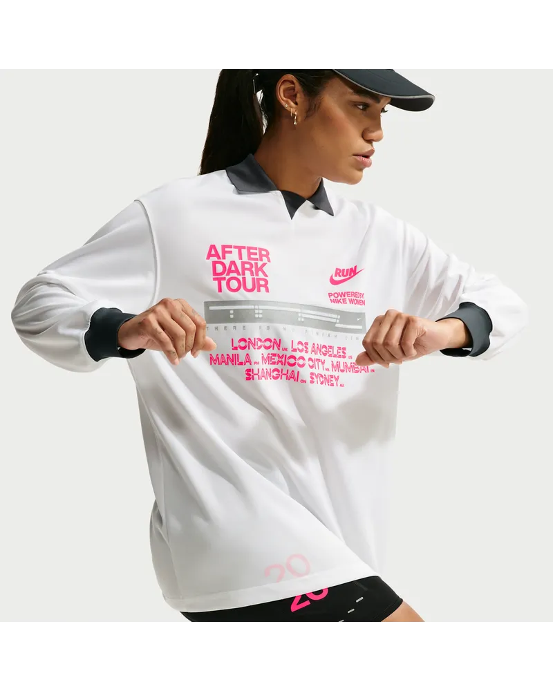 Nike After Dark Tour Dri-FIT Longsleeve-Laufoberteil (Damen) - Weiß Weiß