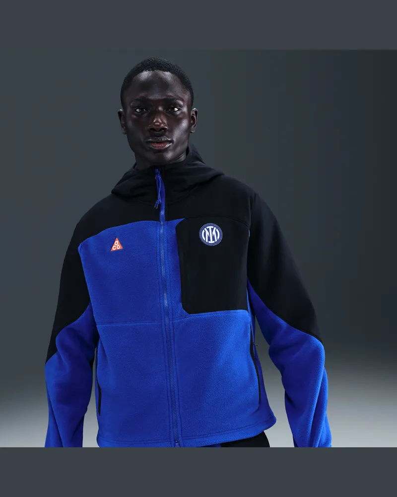 Nike Inter Mailand "Wolf Tree" Plus SE  ACG Fußball-Kapuzenpullover mit durchgehendem Reißverschluss - Schwarz Schwarz