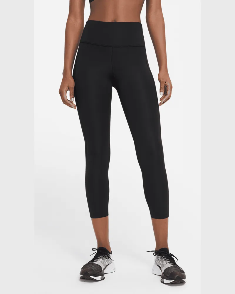 Nike Fast 3/4-Lauf-Leggings mit mittelhohem Bund für Damen - Schwarz Schwarz