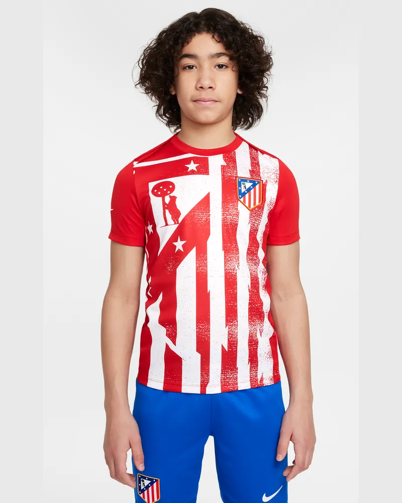 Nike Atlético Madrid Academy Pro Home  Dri-FIT kurzärmeliges Pre-Match-Fußballoberteil (ältere Kinder) - Rot Rot