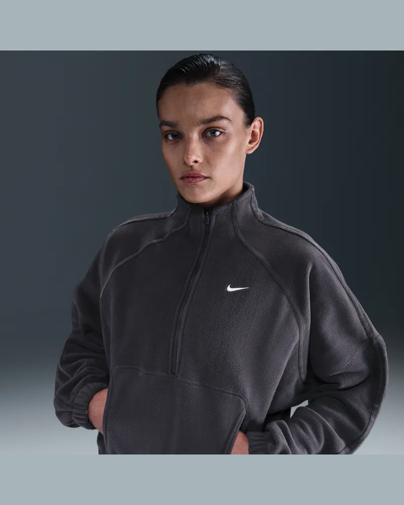 Nike One Therma-FIT Oberteil mit Halbreißverschluss (Damen) - Grau Grau