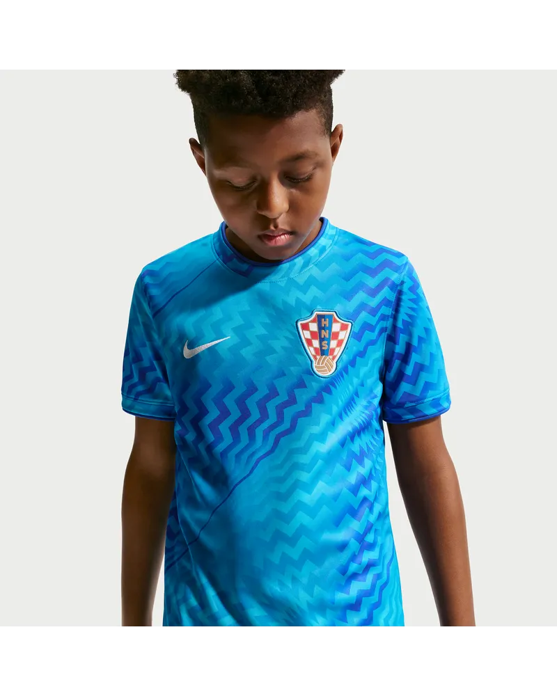 Nike Kroatien 2026  Dri-FIT Pre-Match Fußball-Kurzarmoberteil (ältere Kinder) - Blau Blau