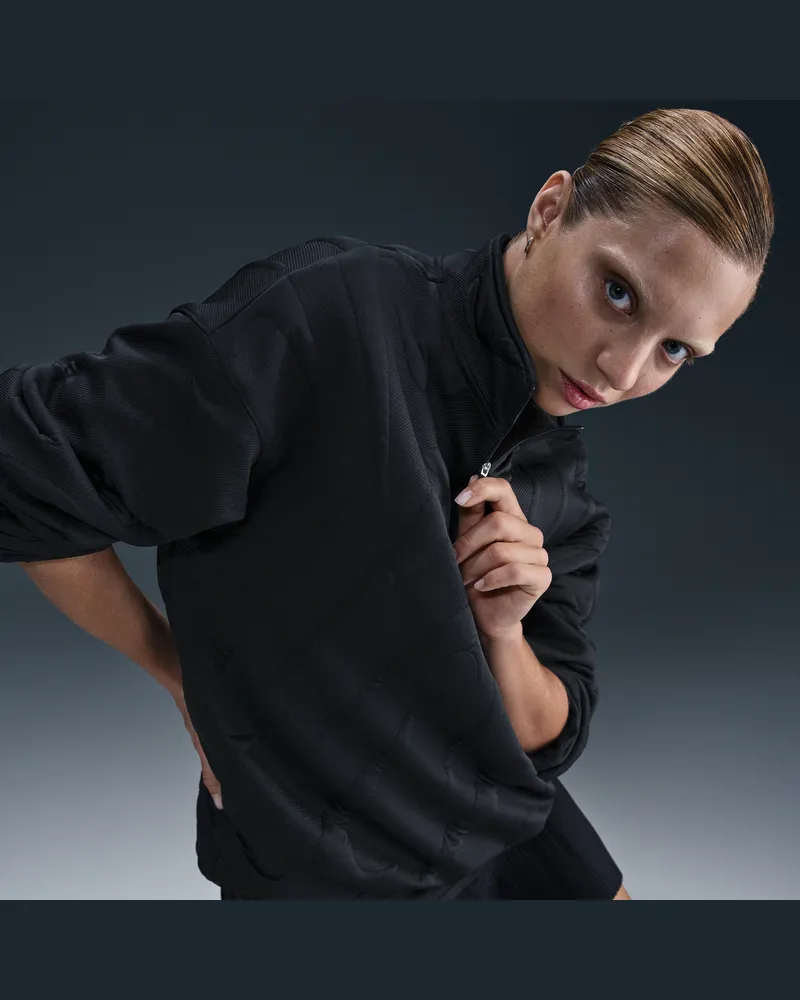 Nike Sportswear Collection bequemes Oversize-Sweatshirt mit 1/4-Reißverschluss und Logo (Damen) - Schwarz Schwarz