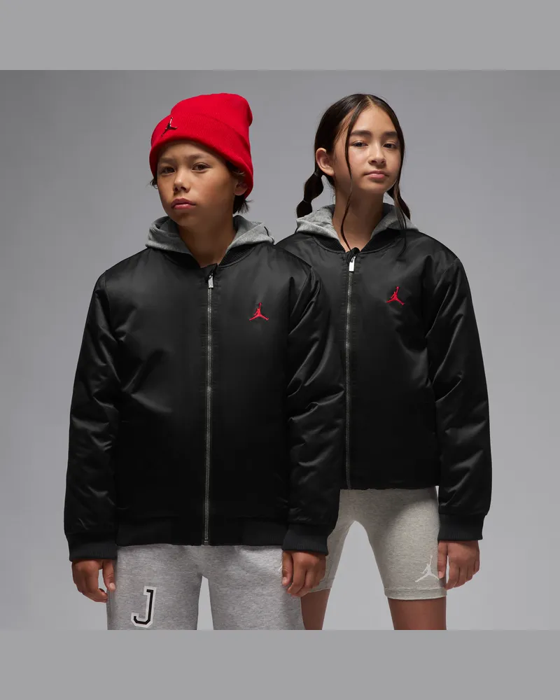 Jordan Bomberjacke mit Kapuze und großem Logo (ältere Kinder) - Schwarz Schwarz