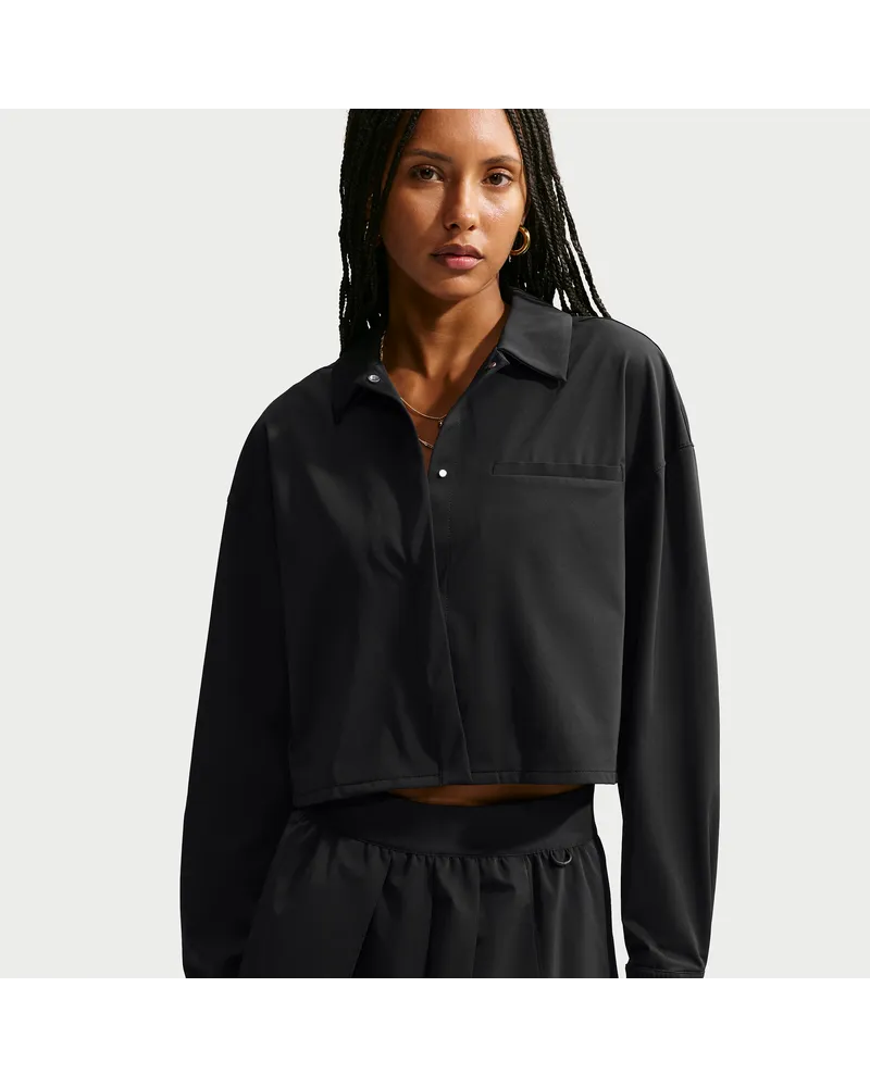Nike 24.7 PerfectStretch Verkürztes Dri-FIT-Longsleeve mit UV-Schutz (Damen) - Schwarz Schwarz