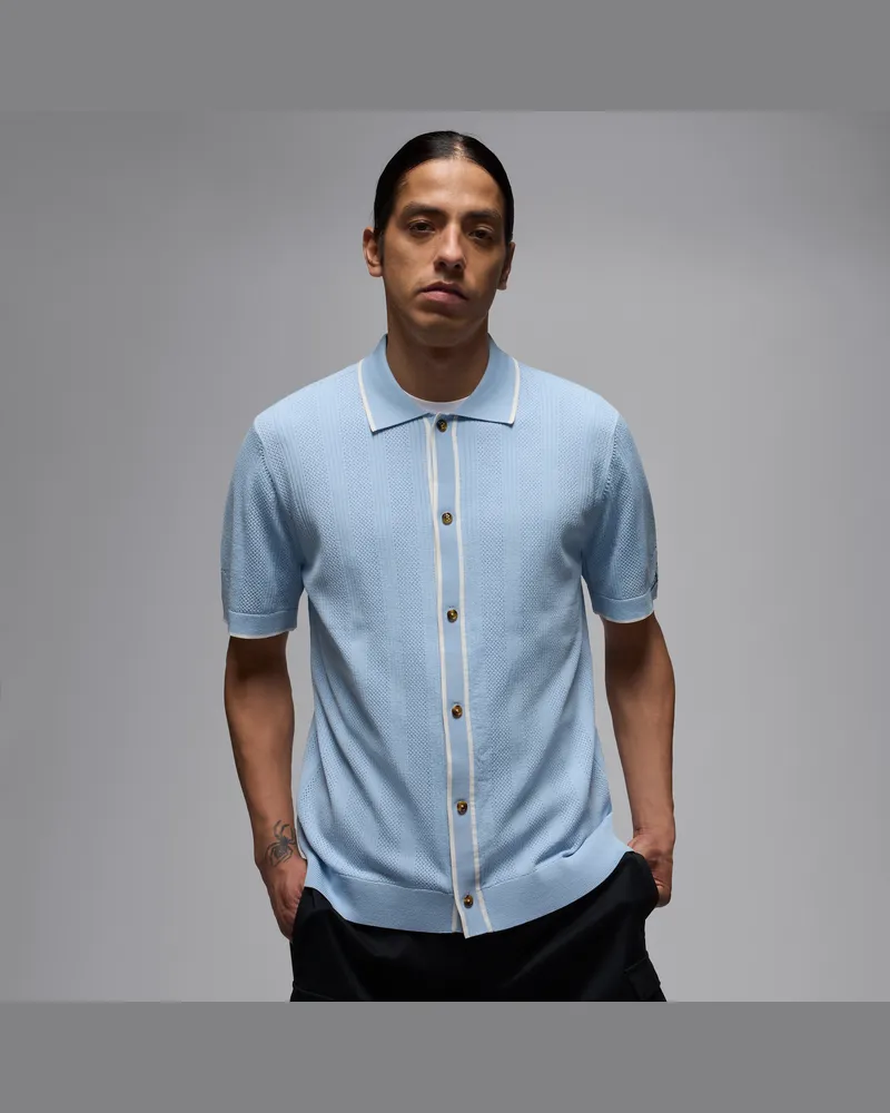 Jordan Sport Button-Down-Golfoberteil aus Strickmaterial (Herren) - Blau Blau