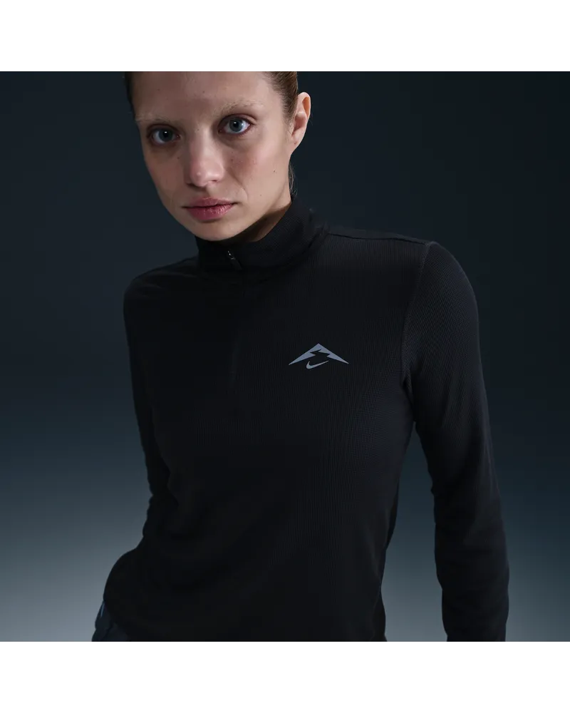 Nike Trail Dri-FIT-Midlayer-Laufoberteil mit Viertelreißverschluss (Damen) - Schwarz Schwarz