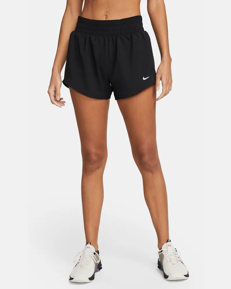 Nike One Dri-FIT-Shorts mit mittelhohem Bund und Futter für Damen (ca. 7,5 cm) - Schwarz Schwarz
