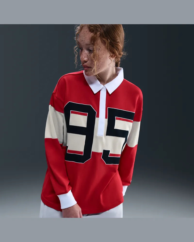 Nike Sportswear Longsleeve-Polo-Oberteil mit Motiv für Damen - Rot Rot