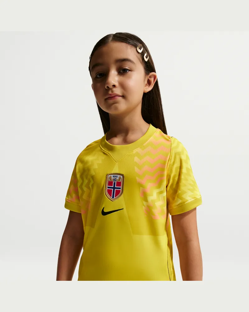 Nike Norwegen 2026 Stadion Goalkeeper  Dri-FIT Replika kurzärmliges Fußballtrikot (ältere Kinder) - Gelb Gelb