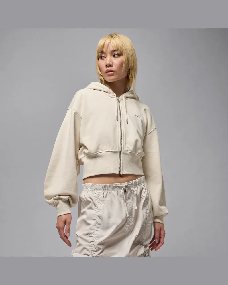 Jordan Flight Fleece Hoodie im Cropped-Style mit Satinfutter (Damen) - Braun Braun