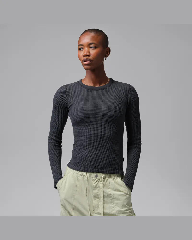 Jordan Flight Langarmoberteil mit Waffelprofil für Damen - Schwarz Schwarz