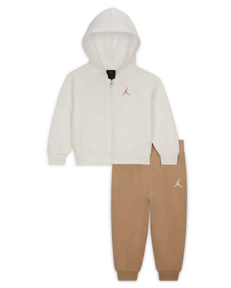 Jordan Brooklyn Fleece 2-teiliges Kapuzenjacken-Set mit durchgehendem Reißverschluss (Babys, 12–24 M) - Braun Braun