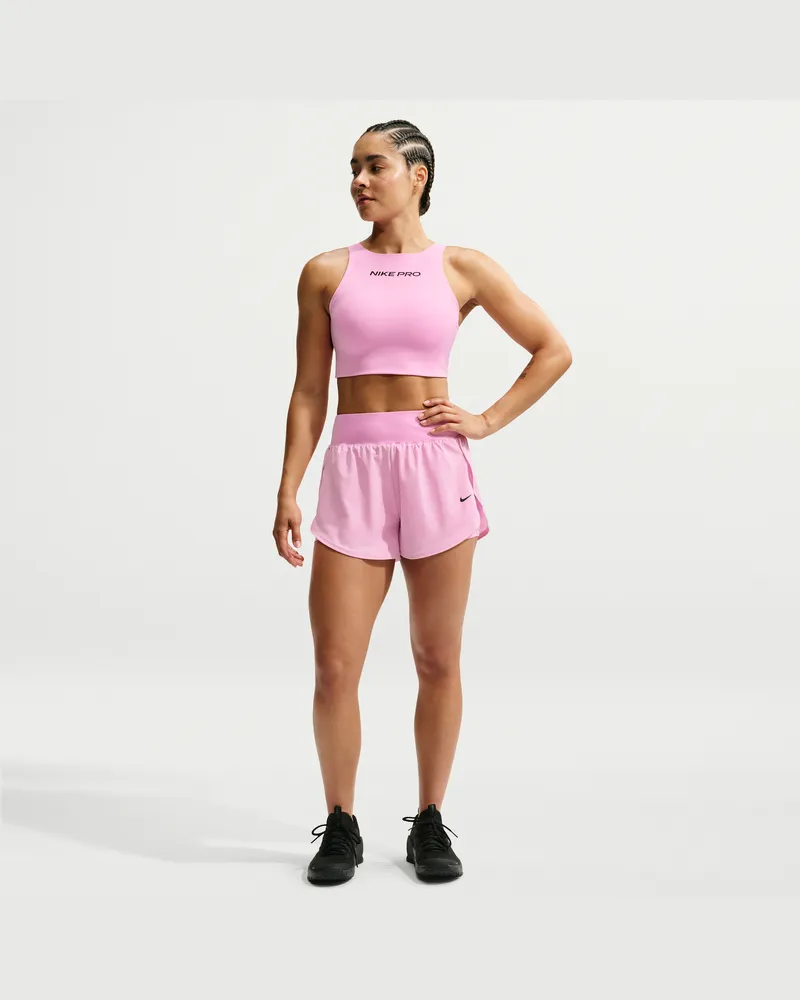 Nike Pro Sculpt Dri-FIT 2-in-1-Shorts mit hohem Bund (ca. 7,5 cm, Damen) - Pink Pink