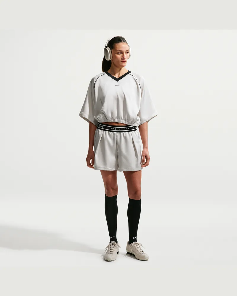 Nike weite Satin-Shorts mit mittelhohem Bund (Damen) - Grau Grau
