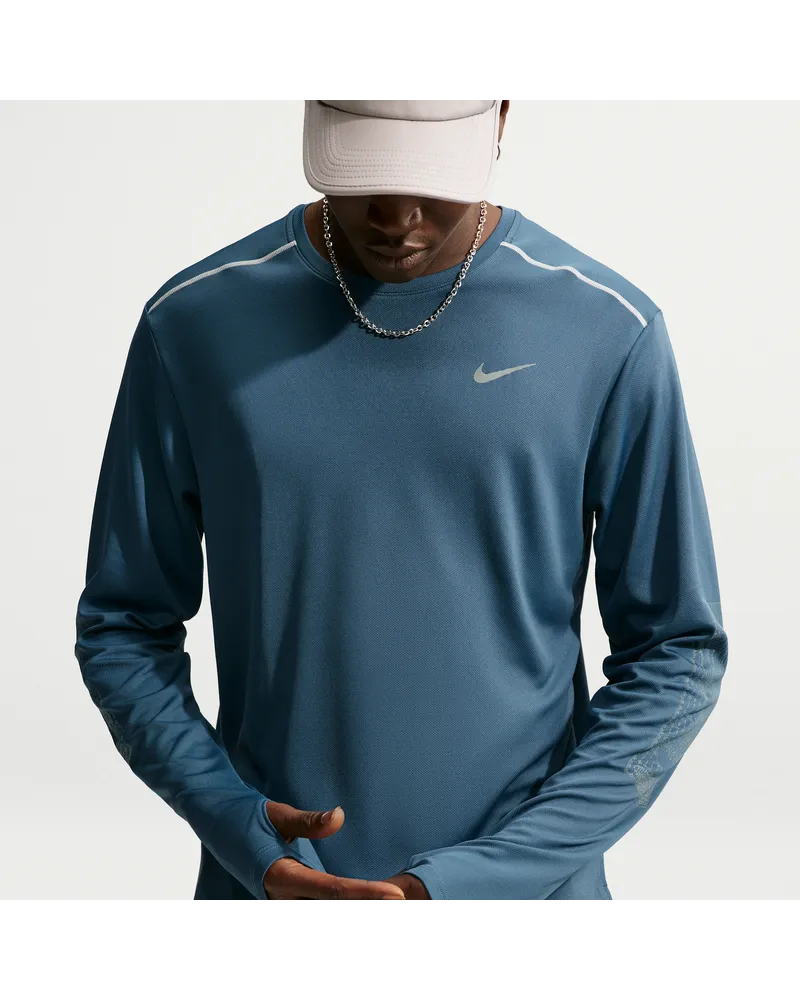 Nike Miler Dri-FIT wintertaugliches Lauf-Longsleeve mit UV-Schutz (Herren) - Blau Blau