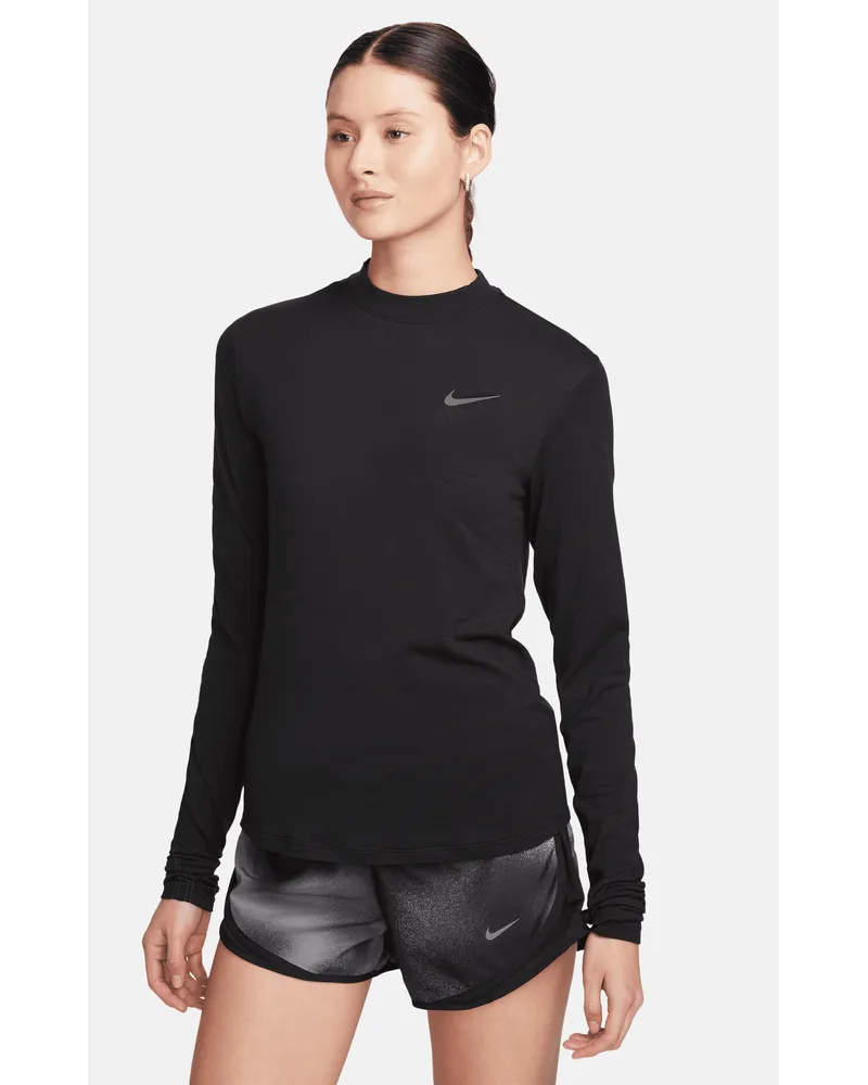 Nike Swift Dri-FIT Longsleeve-Laufshirt mit Stehkragen für Damen - Schwarz Schwarz