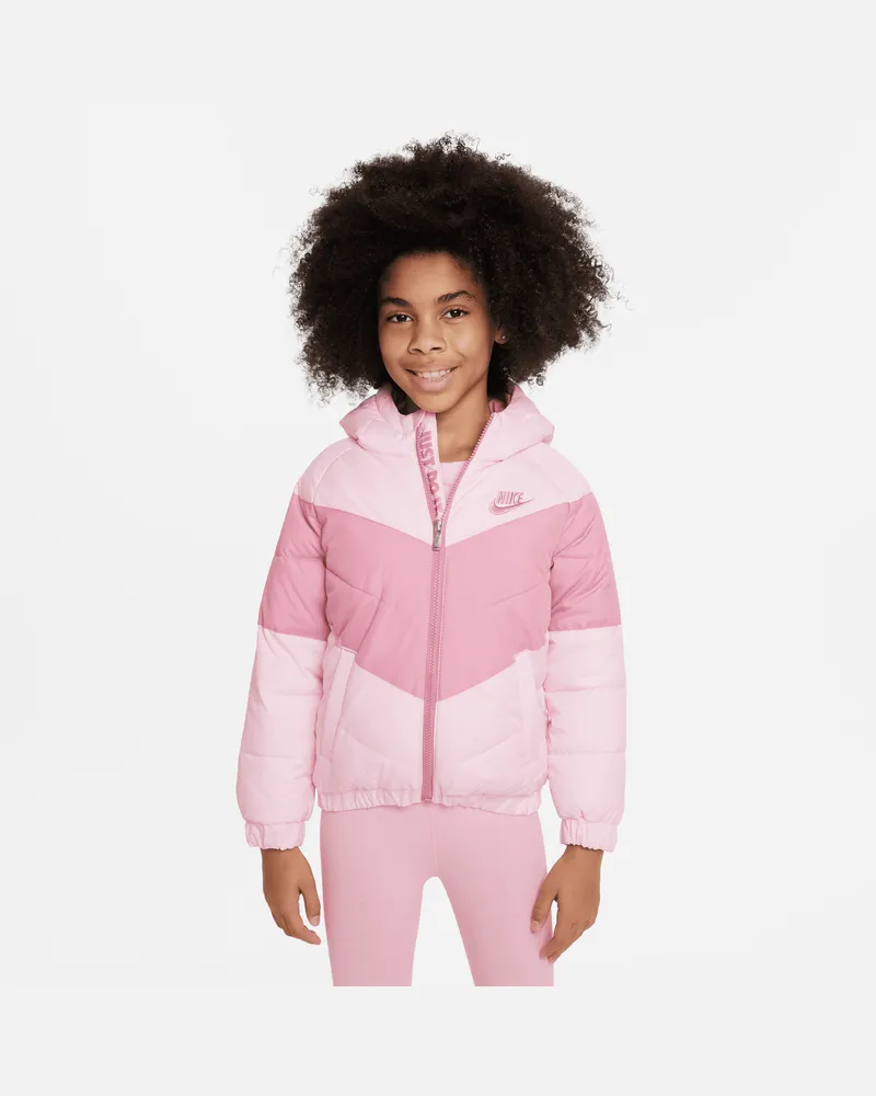 Nike Chevron-Puffer-Jacke mit Kapuze für jüngere Kinder - Pink Pink
