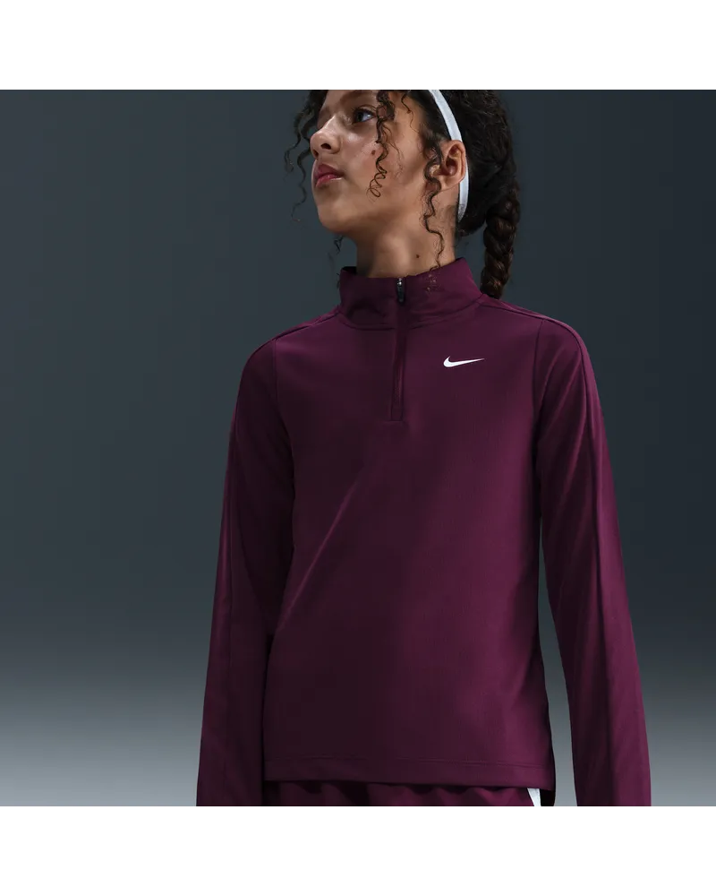 Nike Dri-FIT Longsleeve mit Viertelreißverschluss (Mädchen) - Rot Rot