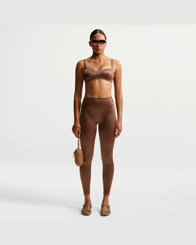 Nike SKIMS Satin Shine Leggings mit hohem Bund (66 cm, Damen) - Braun Braun