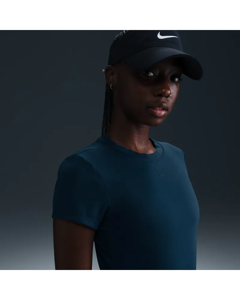 Nike Court Advantage Dri-FIT Kurzarm-Tennisoberteil für Damen - Blau Blau