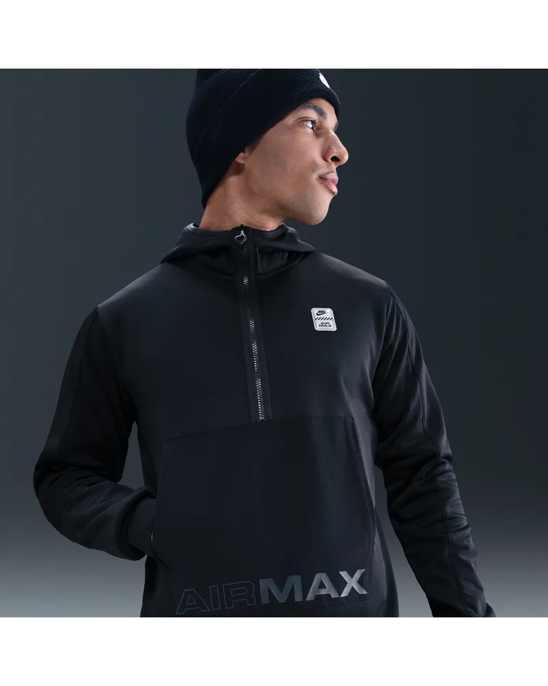 Nike Air Max Poly-Knit Fleece-Hoodie mit Halbreißverschluss für Herren - Schwarz Schwarz