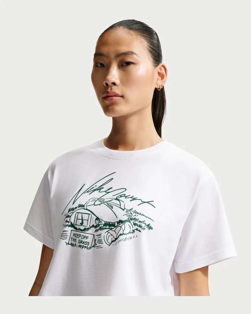 Nike Tennis-T-Shirt mit verkürztem Schnitt (Damen) - Weiß Weiß