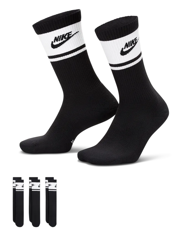 Nike Everyday Elevated Crew-Socken (3 Paar) - Schwarz Schwarz