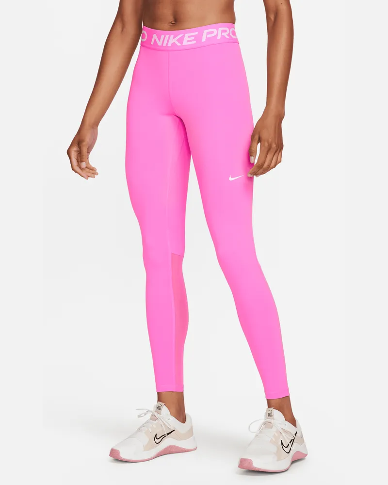 Nike Pro Leggings mit mittelhohem Bund und Mesh-Einsatz für Damen - Rot Rot