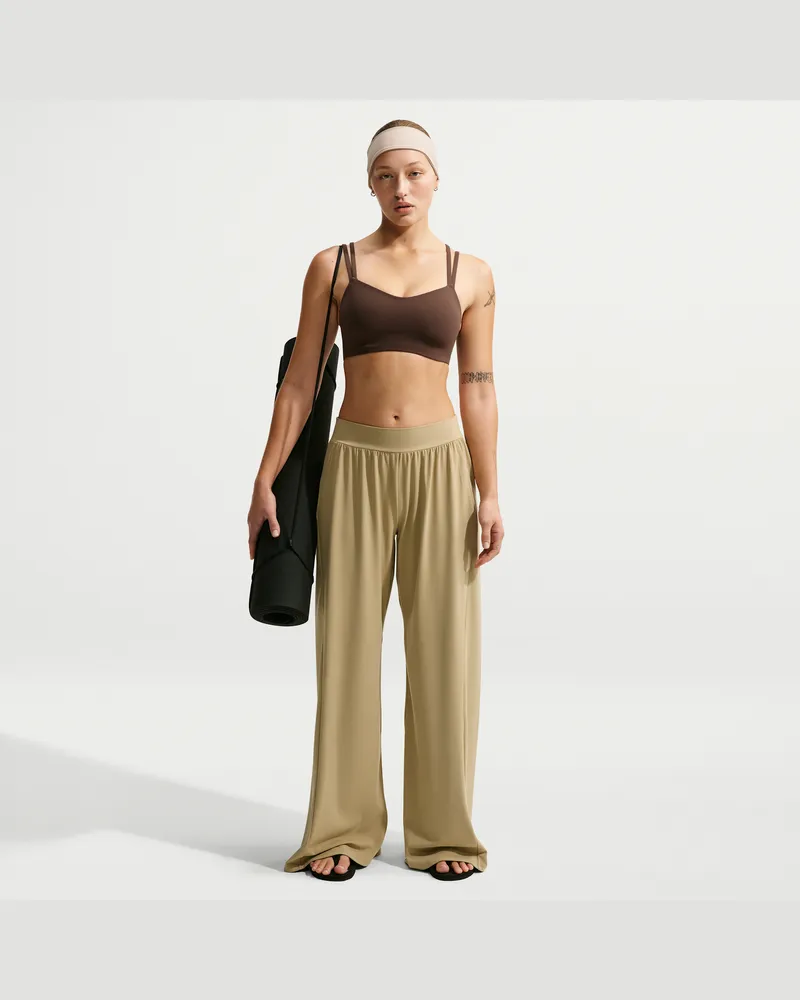 Nike Zenvy Hose mit mittelhohem Bund und weitem Bein (Damen) - Braun Braun