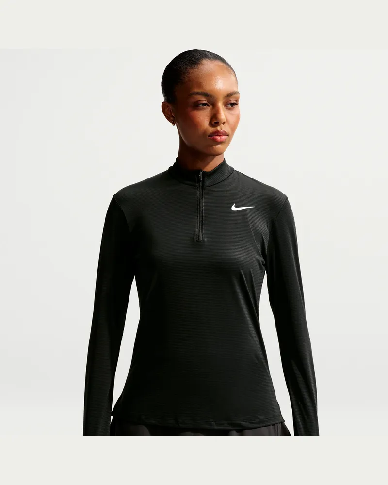 Nike Victory Dri-FIT Golfoberteil mit Viertelreißverschluss (Damen) - Schwarz Schwarz