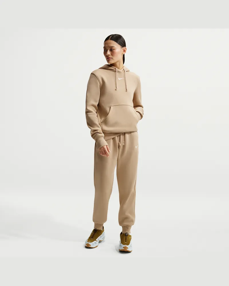 Nike Phoenix Fleece Damen-Trainingshose mit mittelhohem Bund - Braun Braun