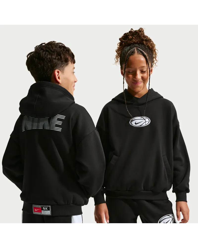 Nike Basketball-Hoodie mit Dri-FIT-Technologie (ältere Kinder) - Schwarz Schwarz