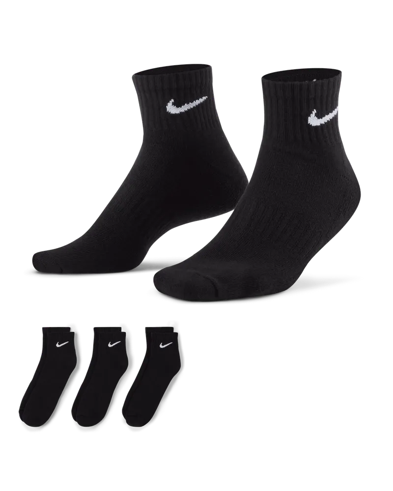 Nike Everyday Cushioned Trainings-Knöchelsocken (3 Paar) - Schwarz Schwarz