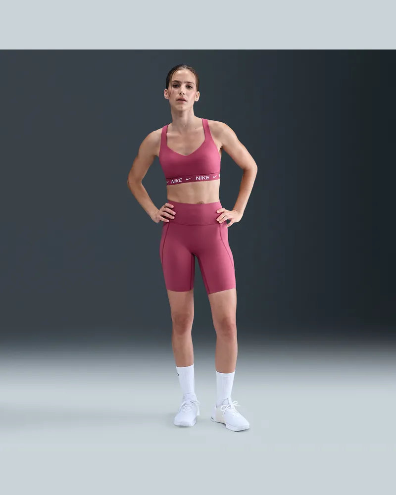 Nike Universa Bike Shorts mit hohem Bund und ohne Frontnaht (Damen, ca. 20,5 cm) - Lila Lila