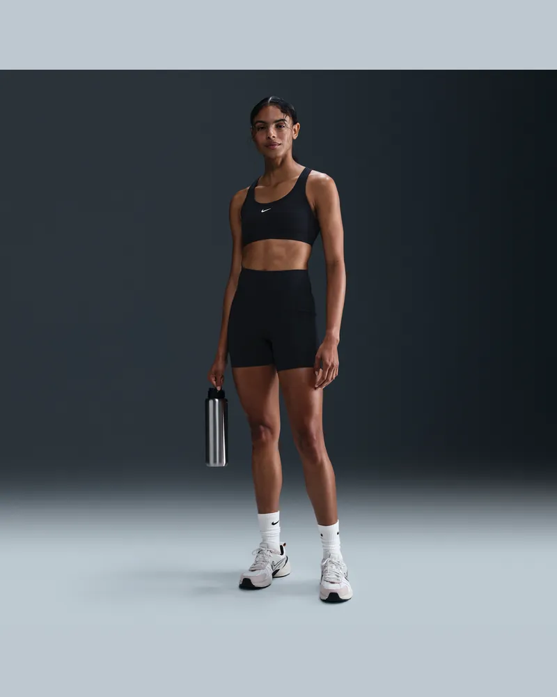 Nike Universa Bike Shorts mit hohem Bund und ohne Frontnaht (Damen, ca. 12,5 cm) - Schwarz Schwarz