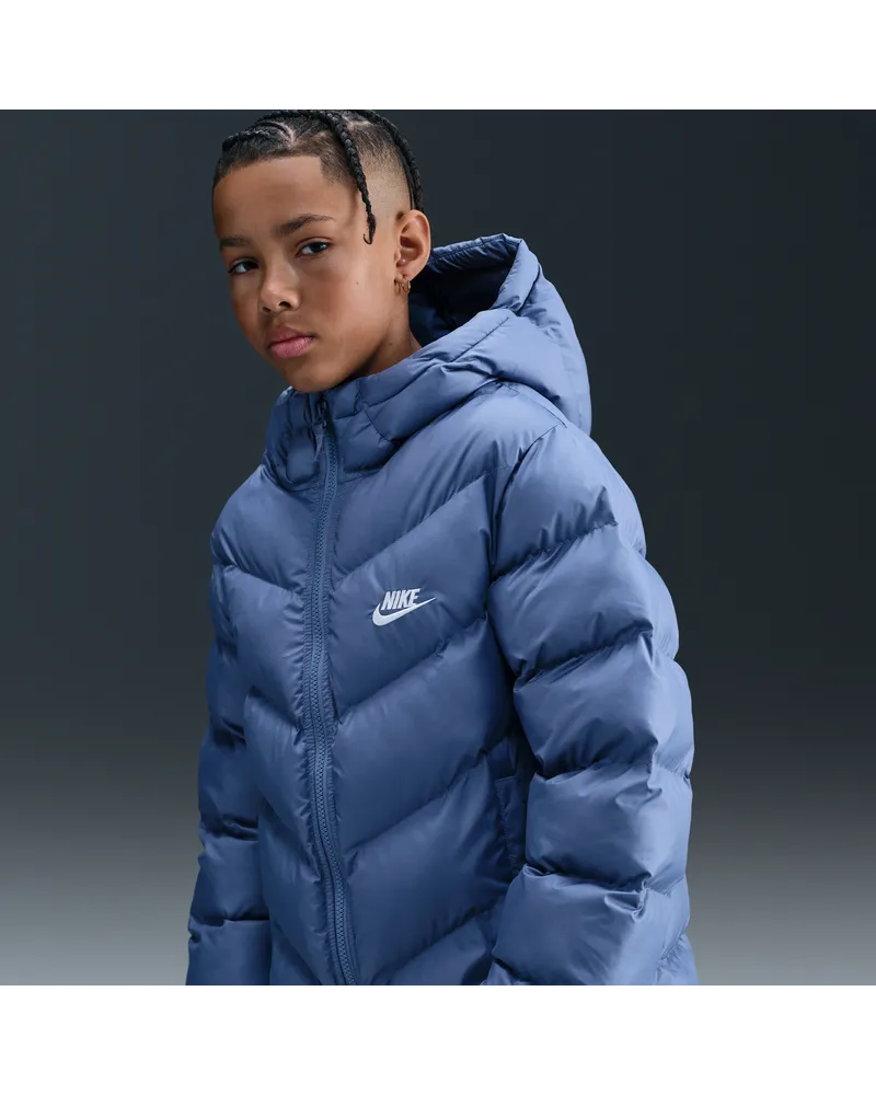 Nike All Day Play Therma-FIT-Puffer-Jacke mit weiter Passform (ältere Kinder) - Blau Blau
