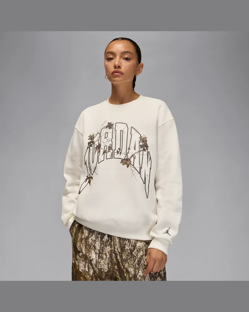 Jordan Brooklyn Realtree Fleece-Sweatshirt mit Rundhalsausschnitt für Damen - Weiß Weiß