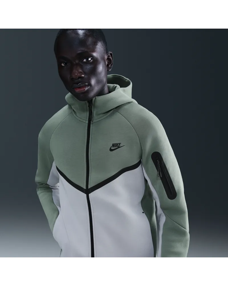 Nike Tech Windrunner-Jacke aus Fleece mit durchgehendem Reißverschluss (Herren) - Grau Grau