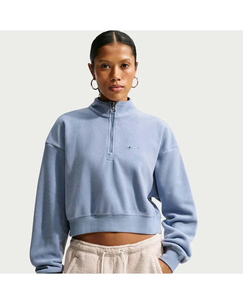 Nike verkürztes Oversize-Sweatshirt mit 1/4-Reißverschluss (Damen) - Blau Blau