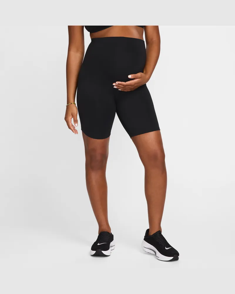 Nike M) One Dri-FIT Bike Shorts (ca. 20 cm) mit hohem Bund und Taschen für Damen (Schwangere und Mütter) - Schwarz Schwarz